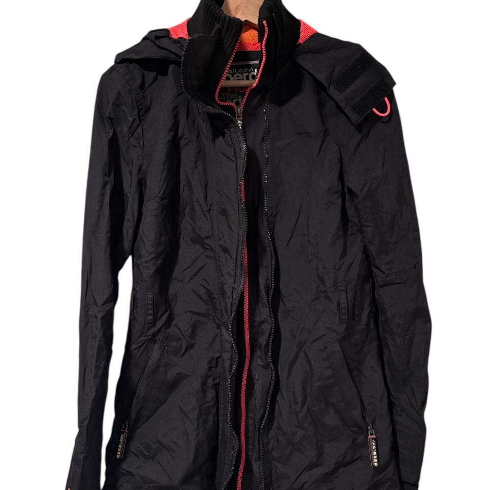 Superdry The Windmac Professional Black Hooded Windbreaker Jacket Size Small